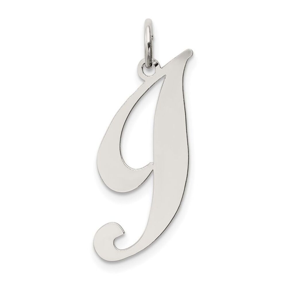 Sterling Silver, Ella Collection, LG Fancy Script Initial I Pendant